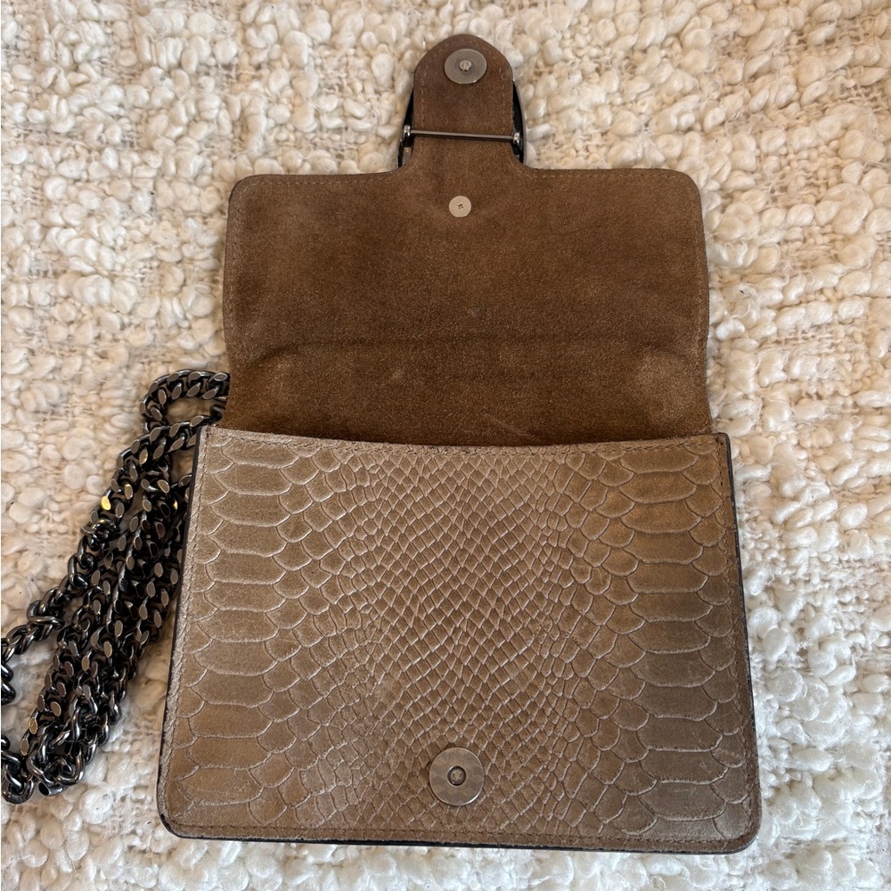 Brown Python-Texture Shoulder Bag with Gunmetal C… - image 4